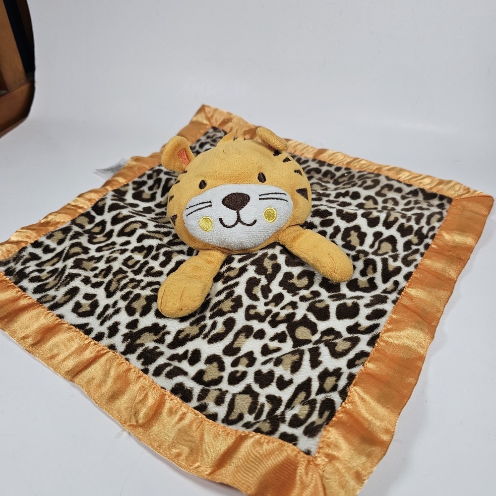 Garanimals Tiger Baby Security Blanket Lovey Cheetah Leopard Print Orange Satin
